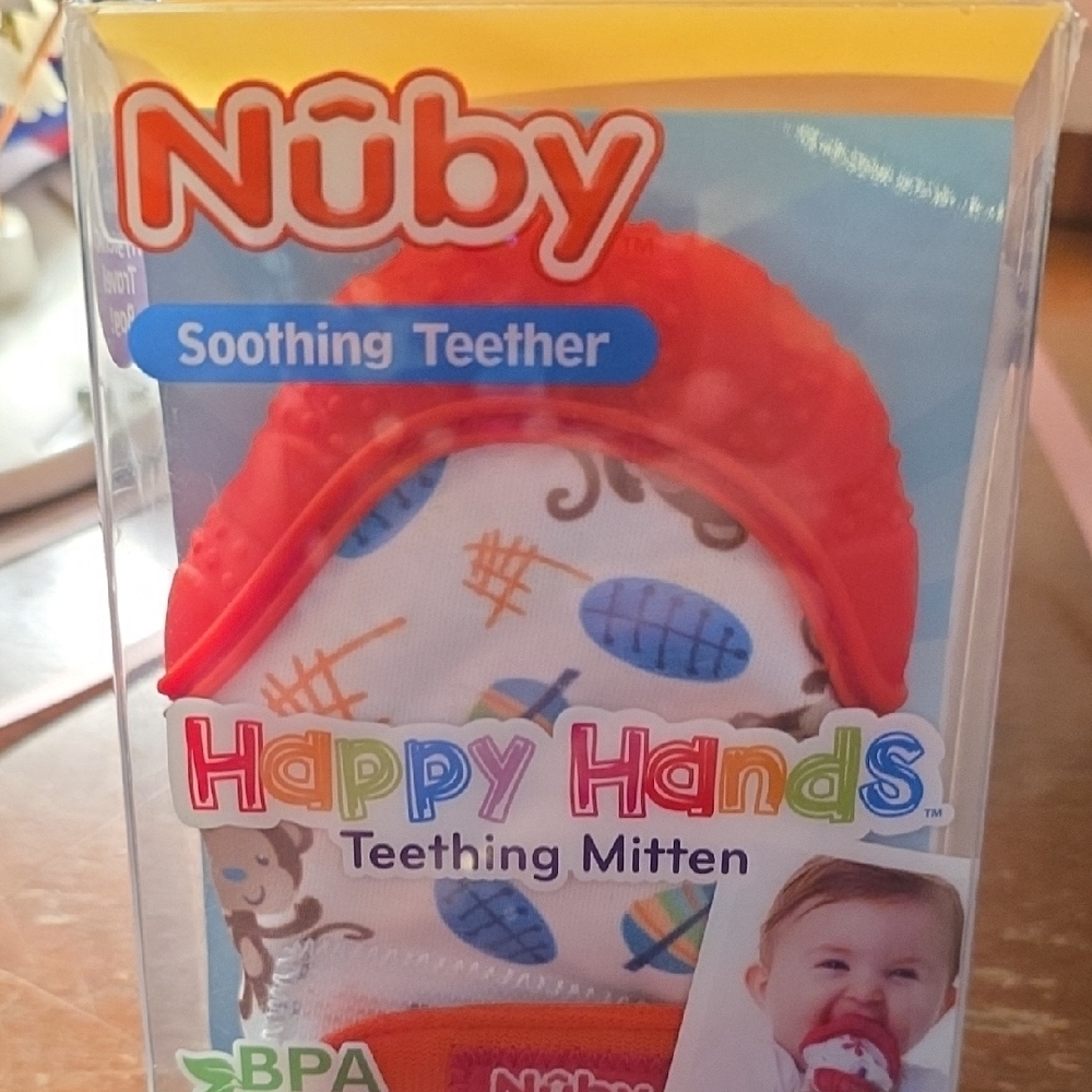Nuby Happy Hands Teething Mitten - Red